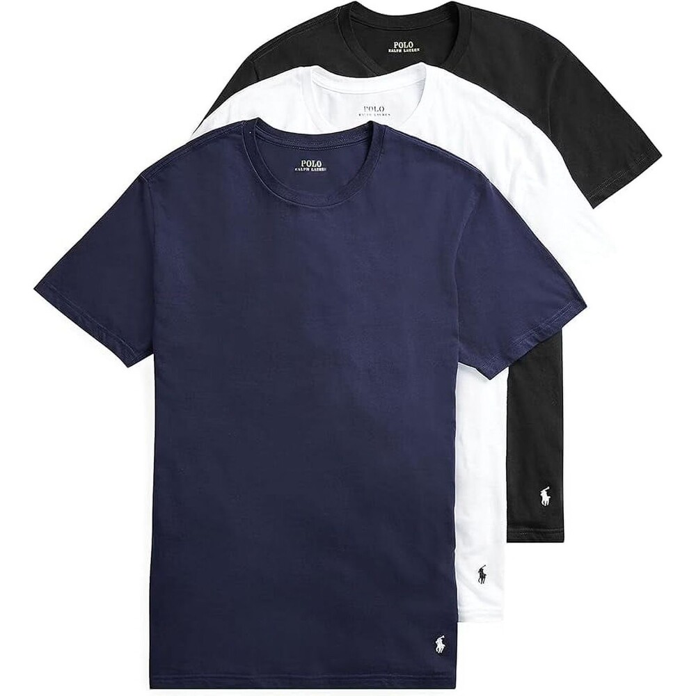 Polo Ralph Lauren Mens 3 Pack Slim‎ Fit Cotton Crew T-Shirts Navy White Black XL